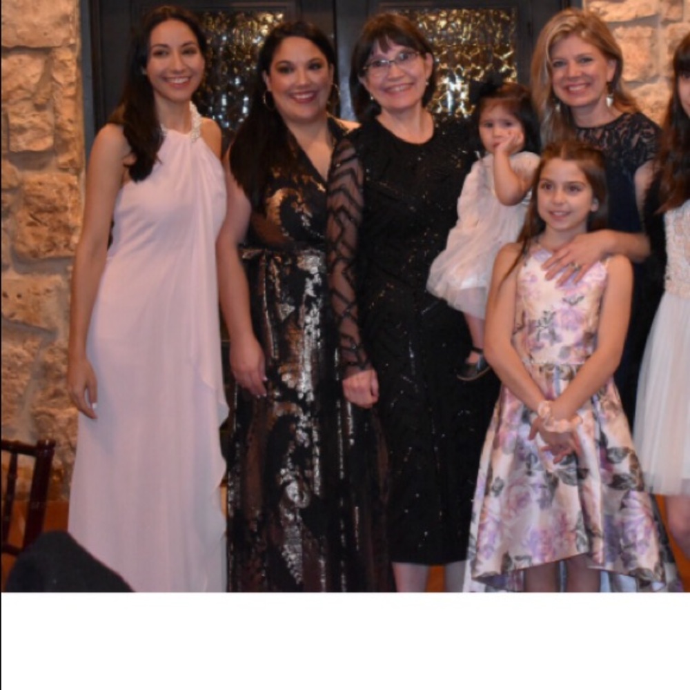 Calvin Klein pink, floor-length gown